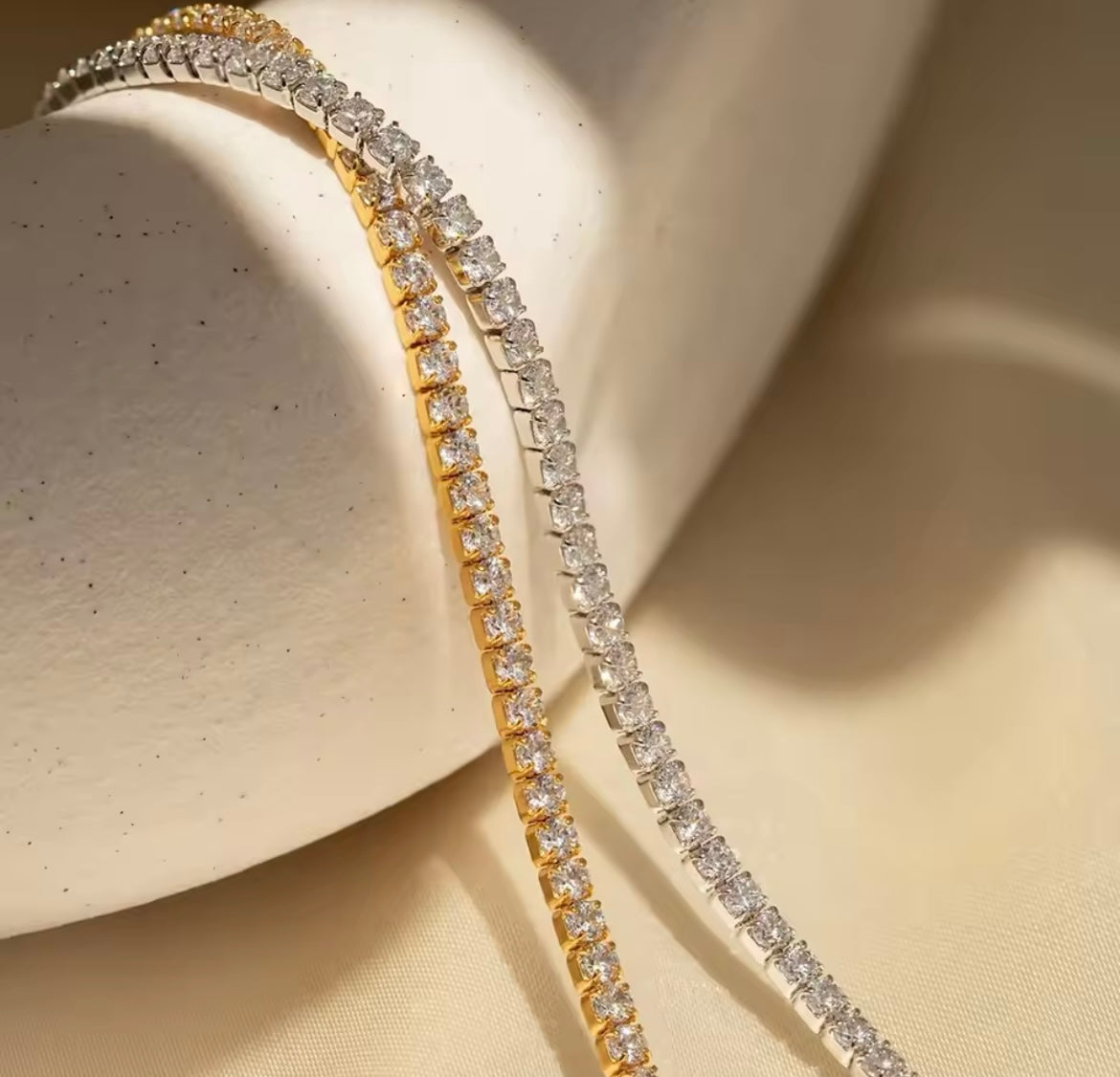 Gold-Plated Dainty Bracelet with White Zirconia