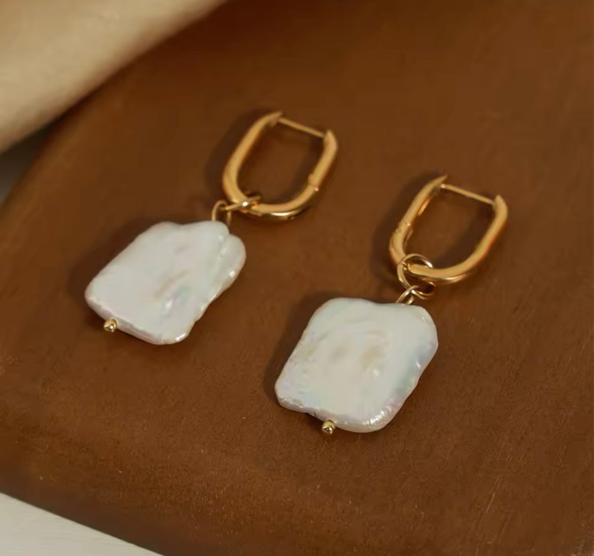 Stainless Steel Irregular Freshwater Pearl Dangle Earrings for Women
