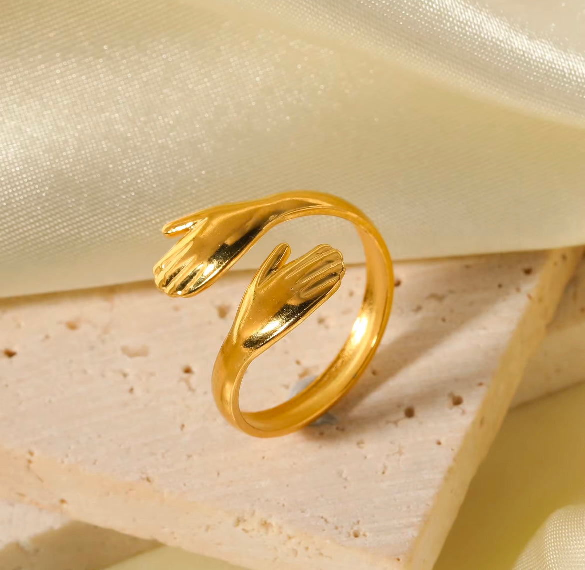Adjustable Gold-Plated Stainless Steel “Hug Me” Ring