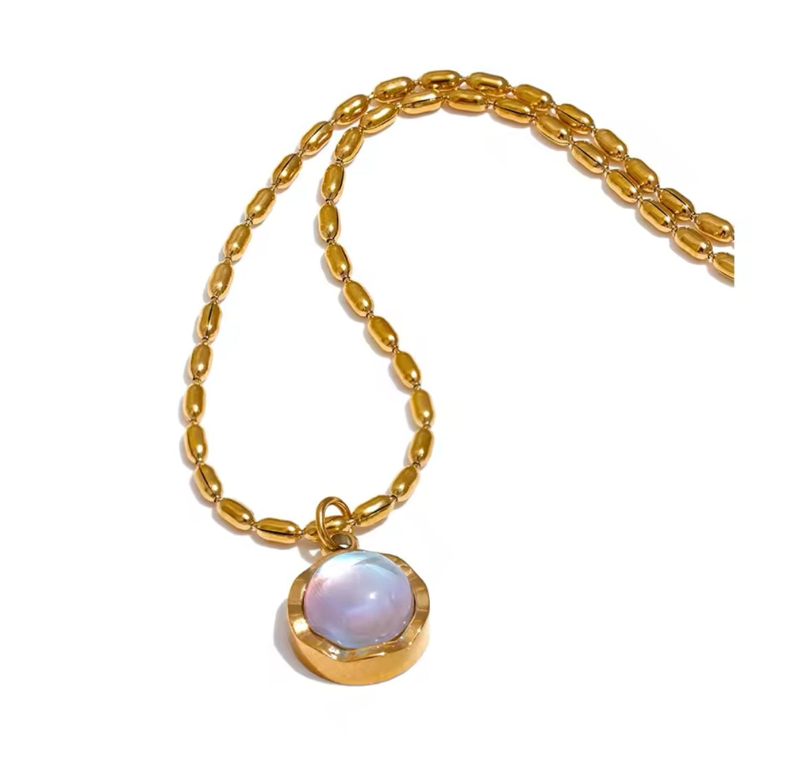 Gold-Plated Moonstone Drop Necklace – Tarnish-Free, Chic, Waterproof
