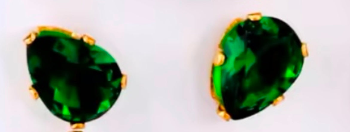 Colourful Crystal Tear Drop Obal-Shaped Cubic Zirconia Stud Earrings – Stainless Steel Jewellery