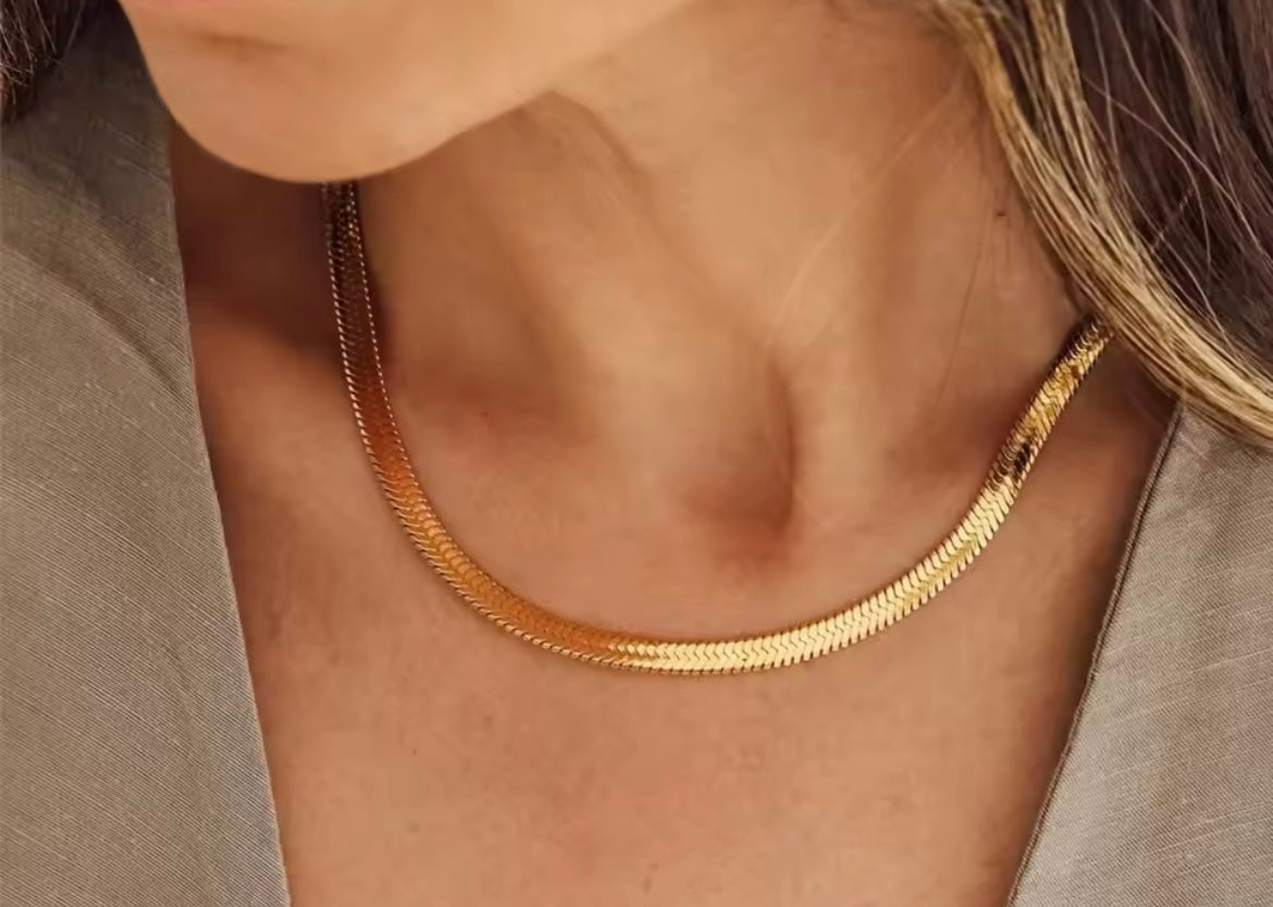 Gold-Plated Stainless Steel Snake Chain Necklace