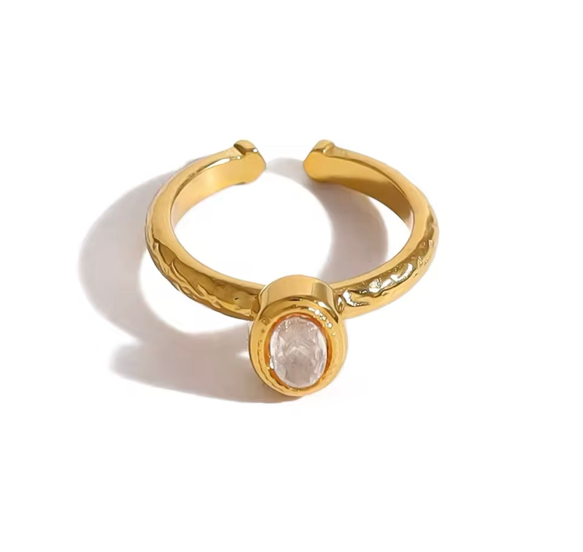 Oval Zircon Open Ring - Size 7
