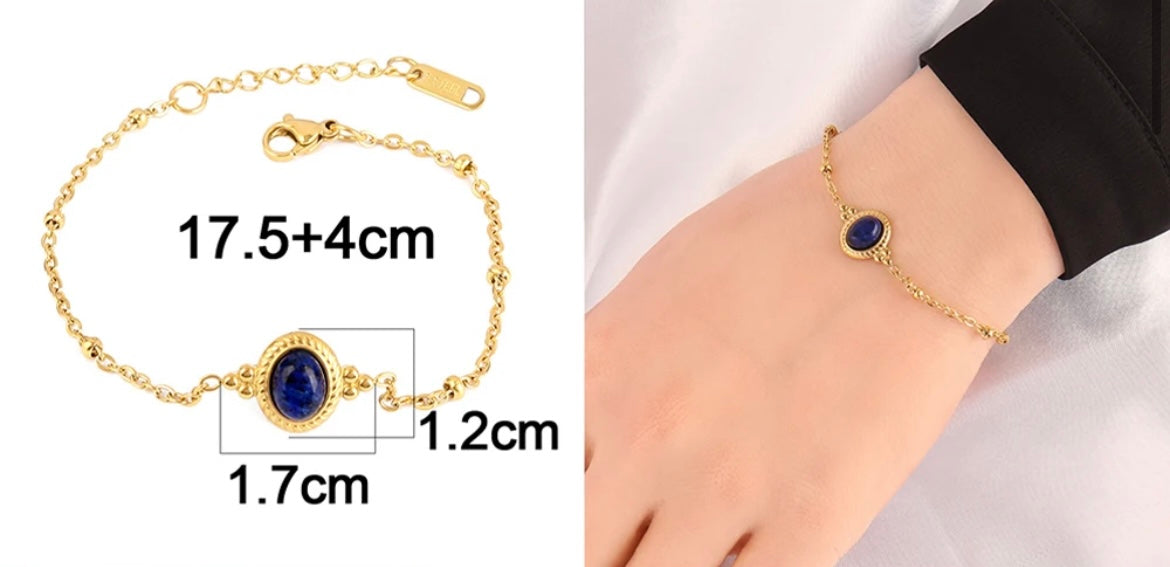 Royal Blue Lapis Chain Bracelet