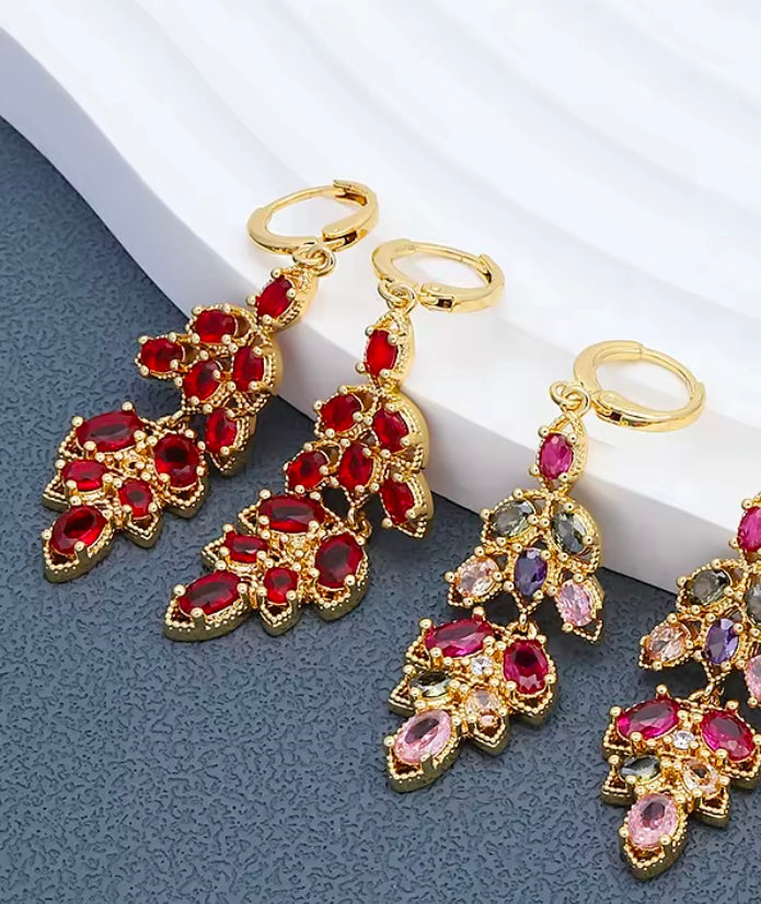 Elegant Blossom Drop Earrings – 24K Gold-Plated on Brass