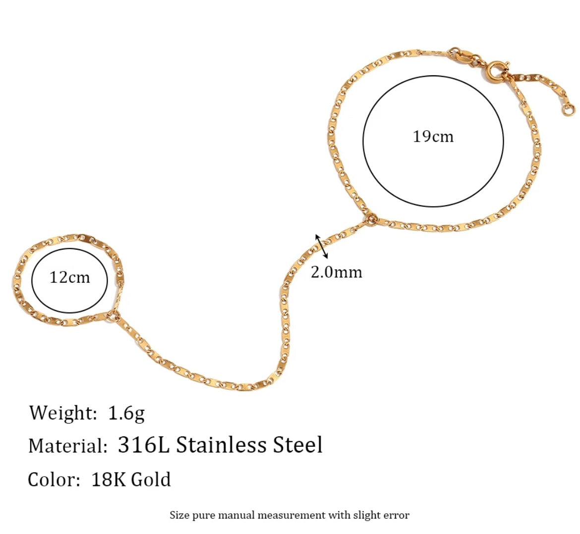 Elegant Gold-Plated Stainless Steel Hand Chain Bracelet