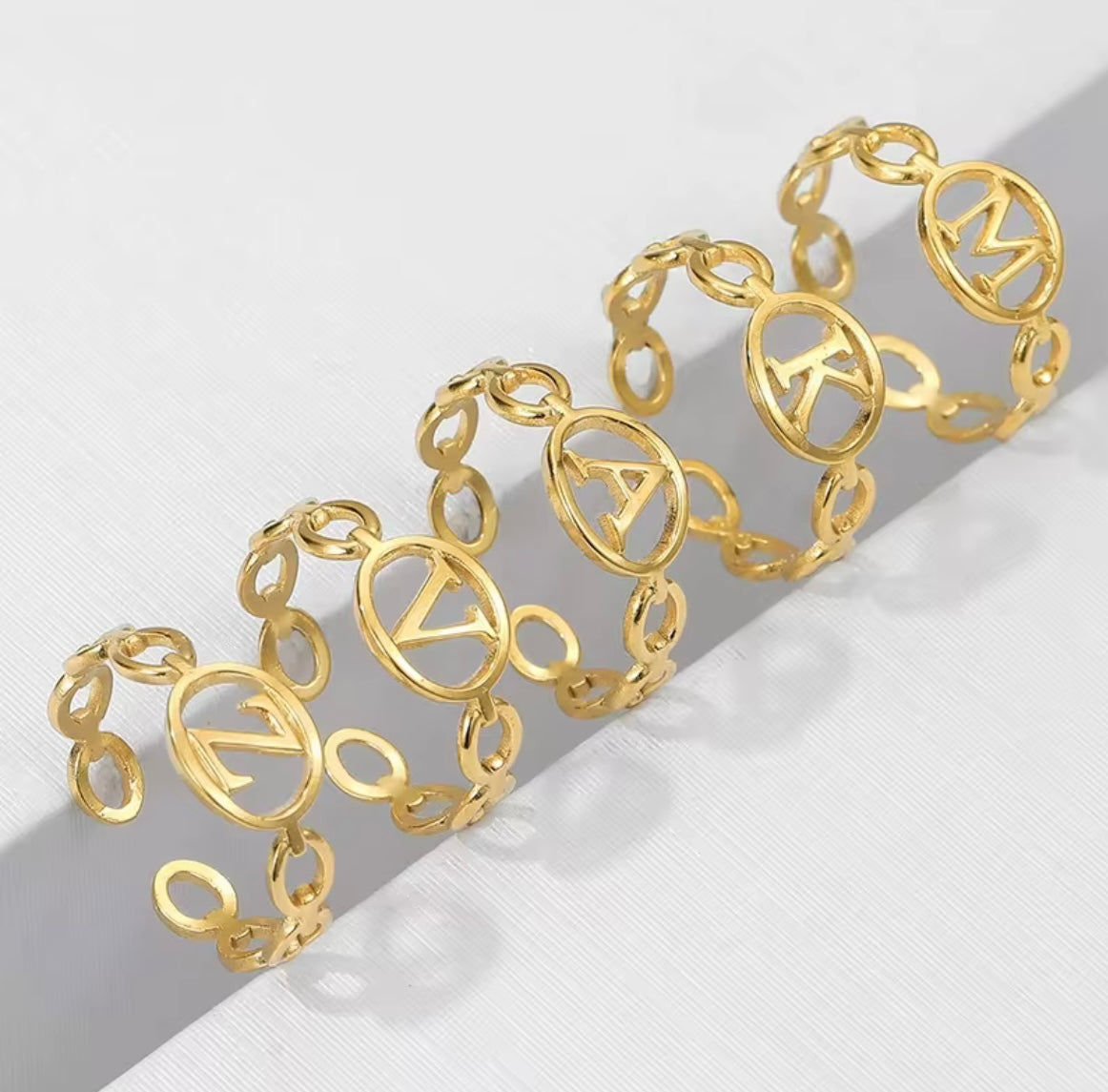 Golden Glow Adjustable Initial Ring