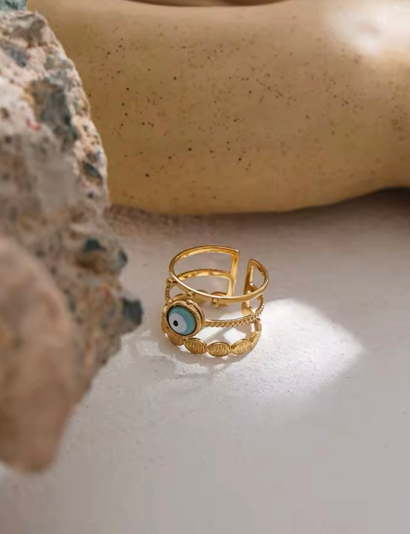 Various Evil Eye Adjustable Ring Collection - Stainless steel