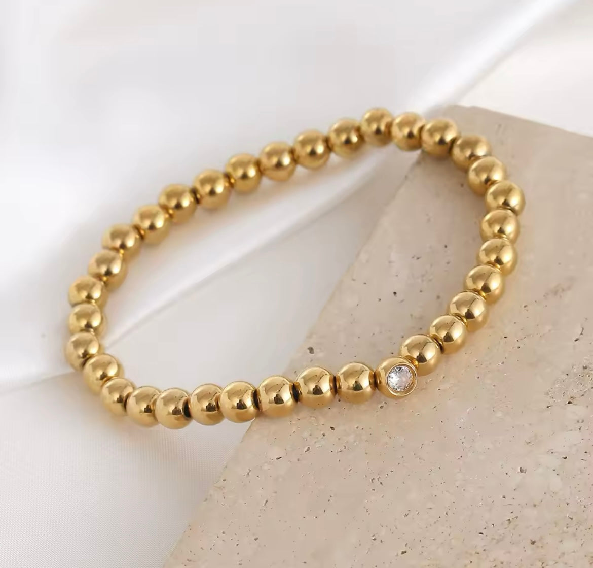 Luxe Gold Beaded Crystal Bracelet