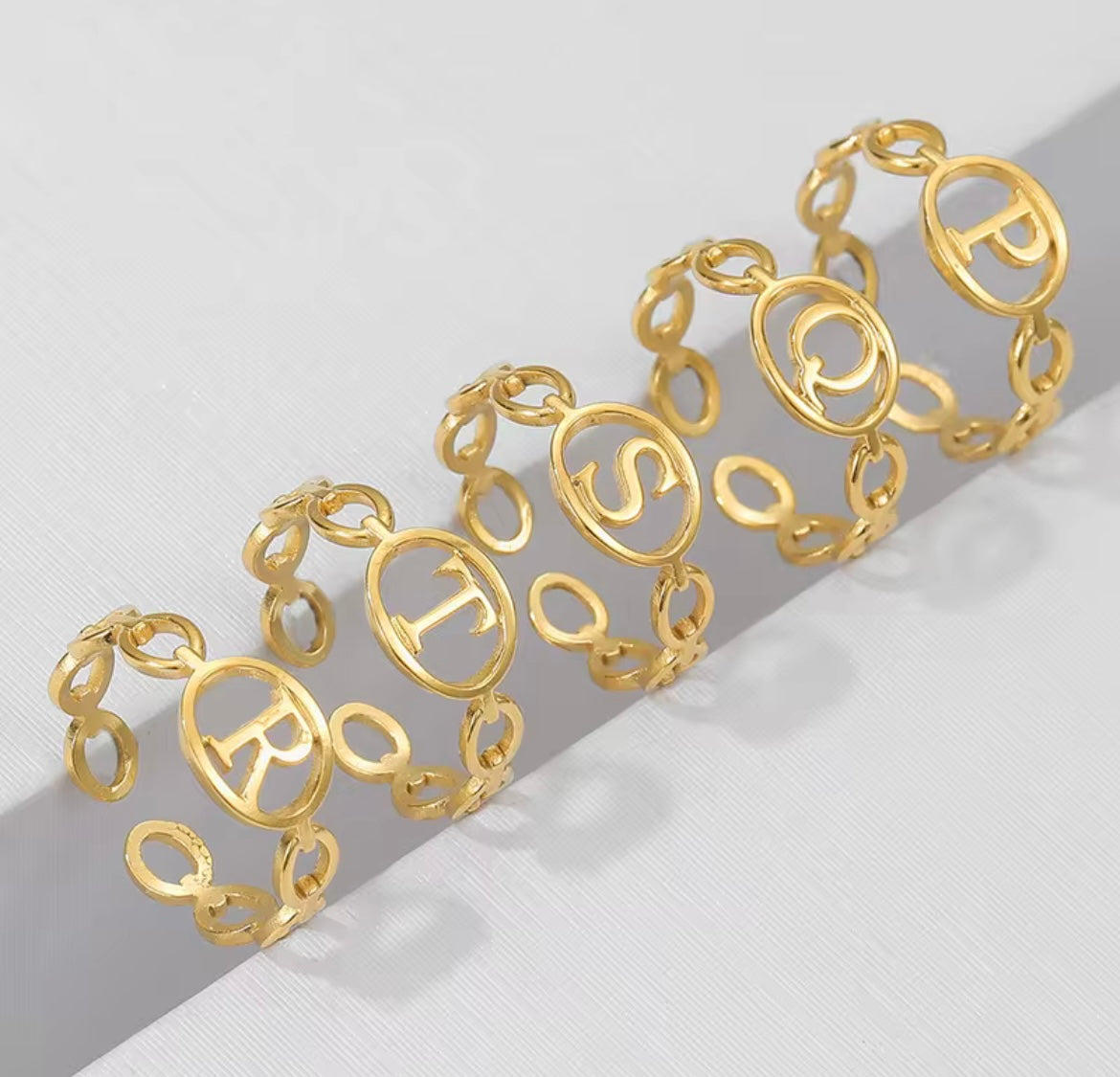Golden Glow Adjustable Initial Ring