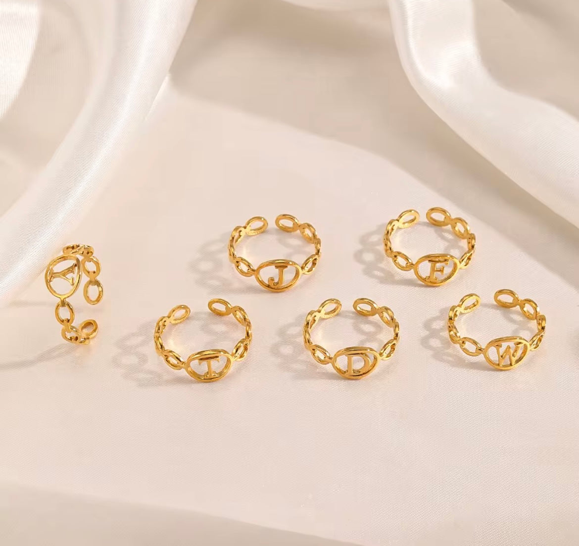 Golden Glow Adjustable Initial Ring