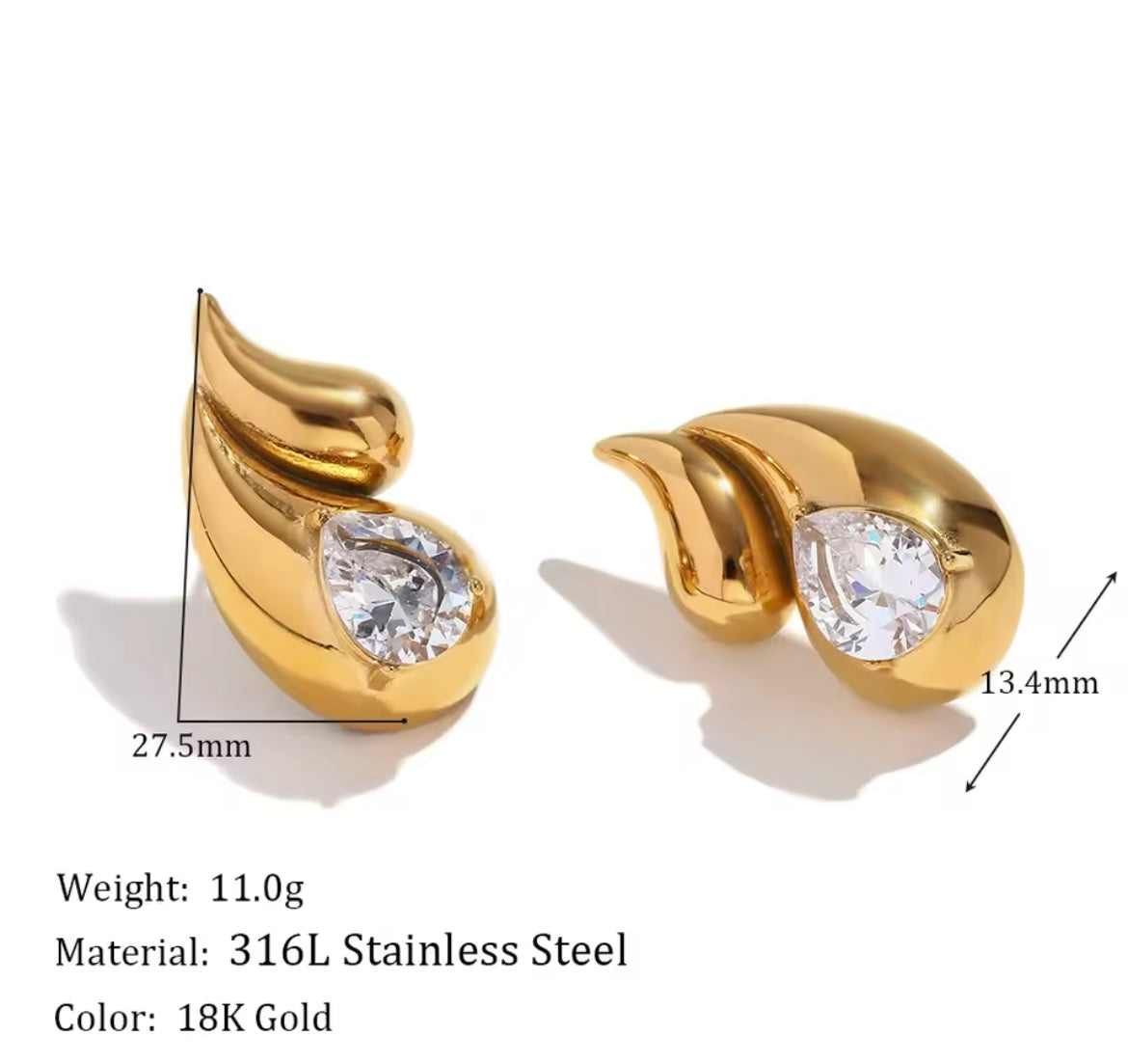 Teardrop Elegance – Gold-Plated Stainless Steel Earrings Collection