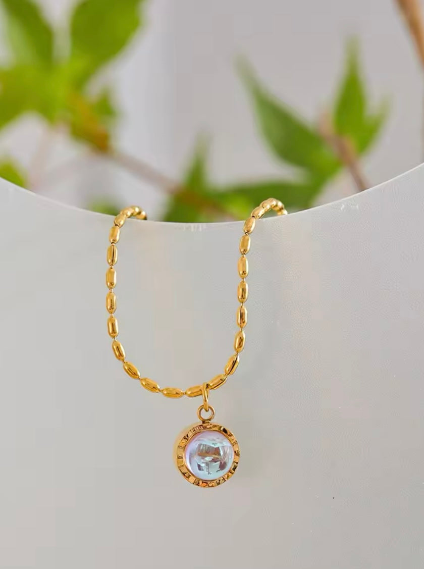 Gold-Plated Moonstone Drop Necklace – Tarnish-Free, Chic, Waterproof