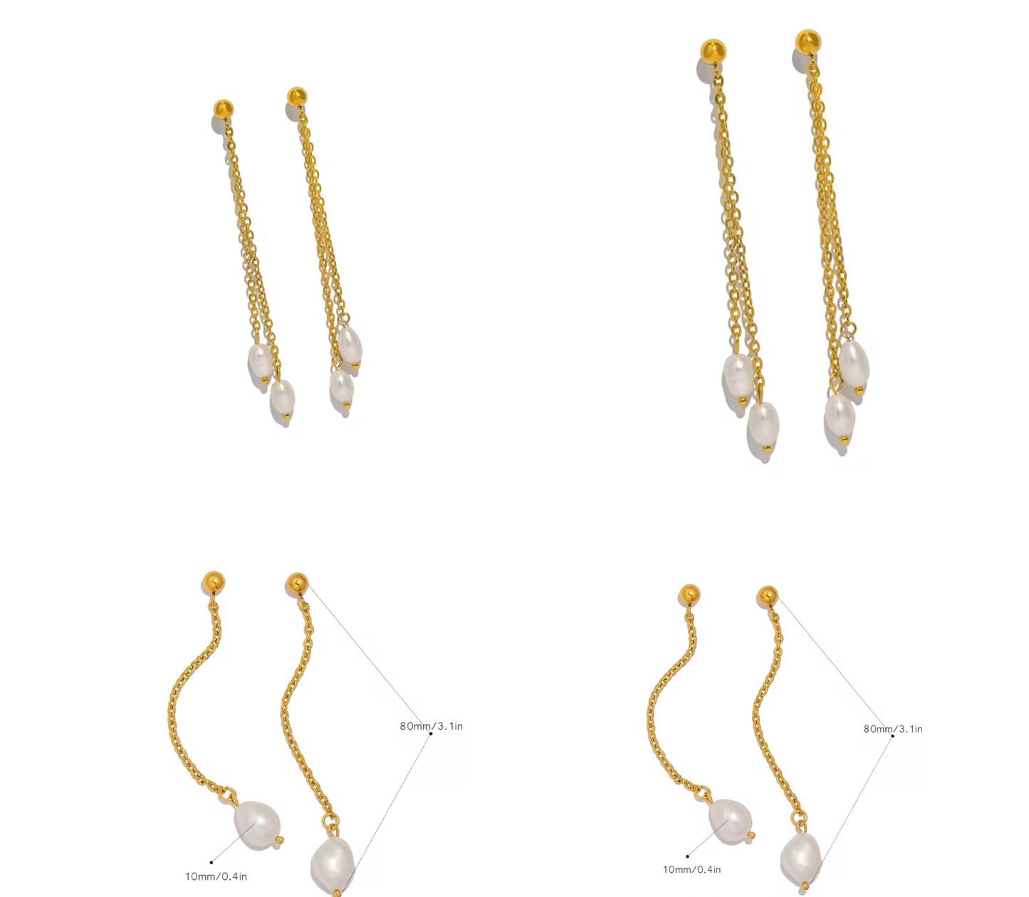 Pearl Elegance Dangle Earrings – Single & Double Pearl Variants