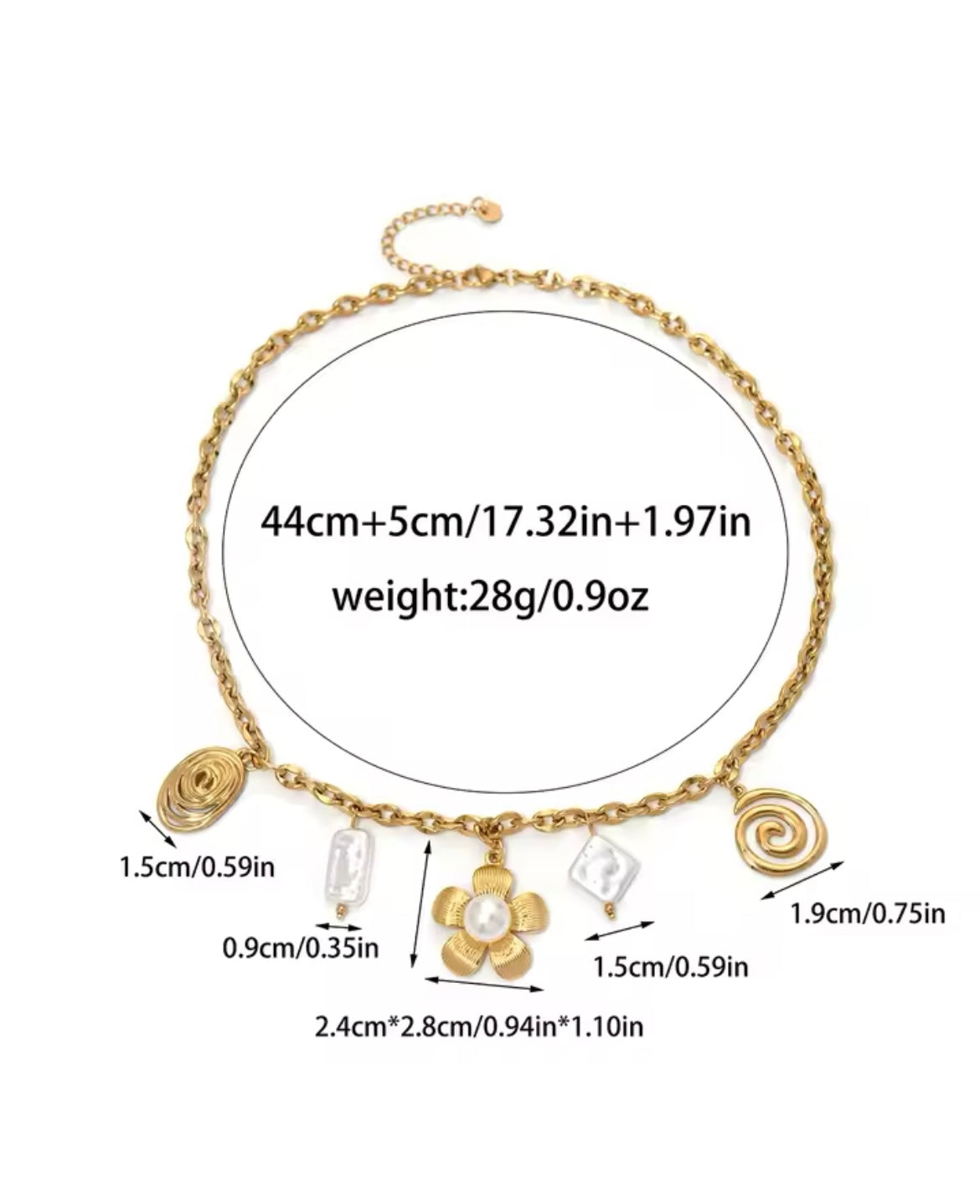 Stainless Steel Charm Necklace – Mixed Pendant Statement Piece