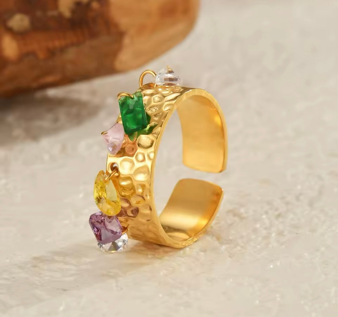 Zircon Charm Ring – Adjustable
