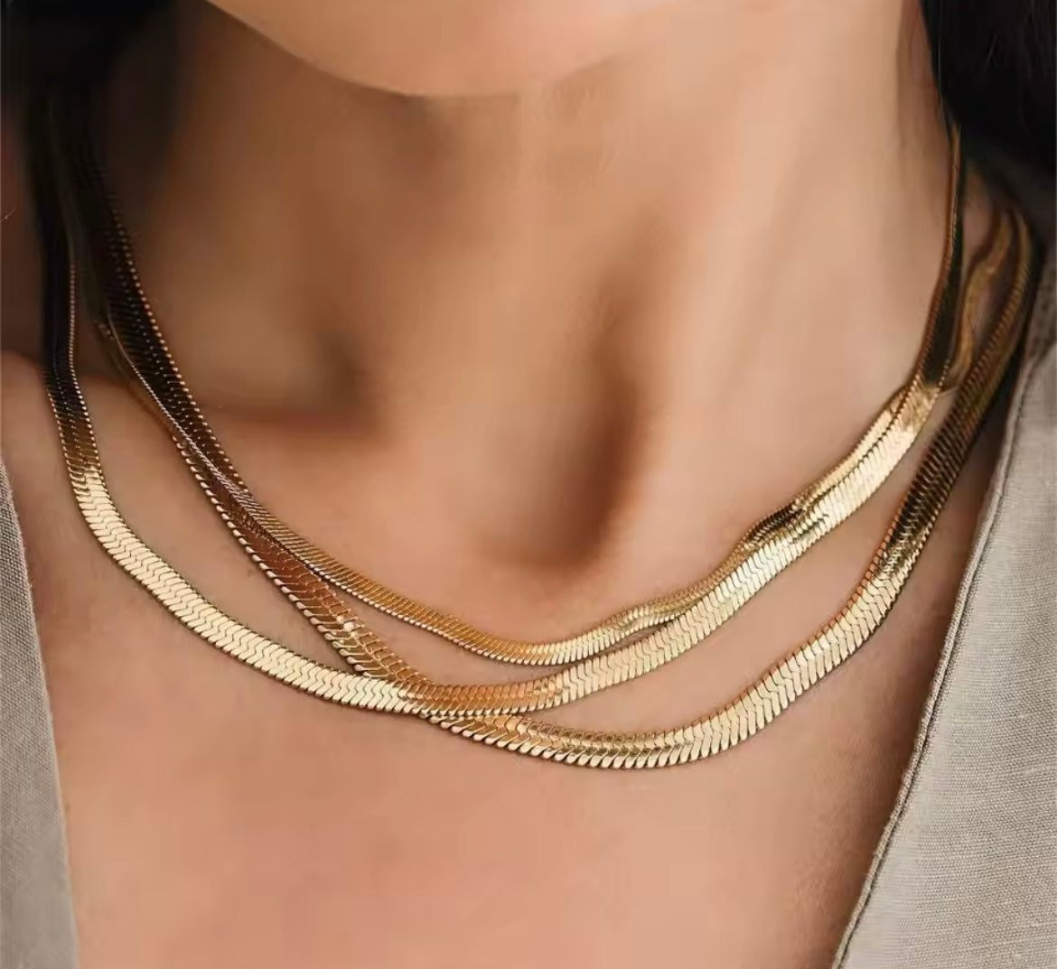 Gold-Plated Stainless Steel Snake Chain Necklace