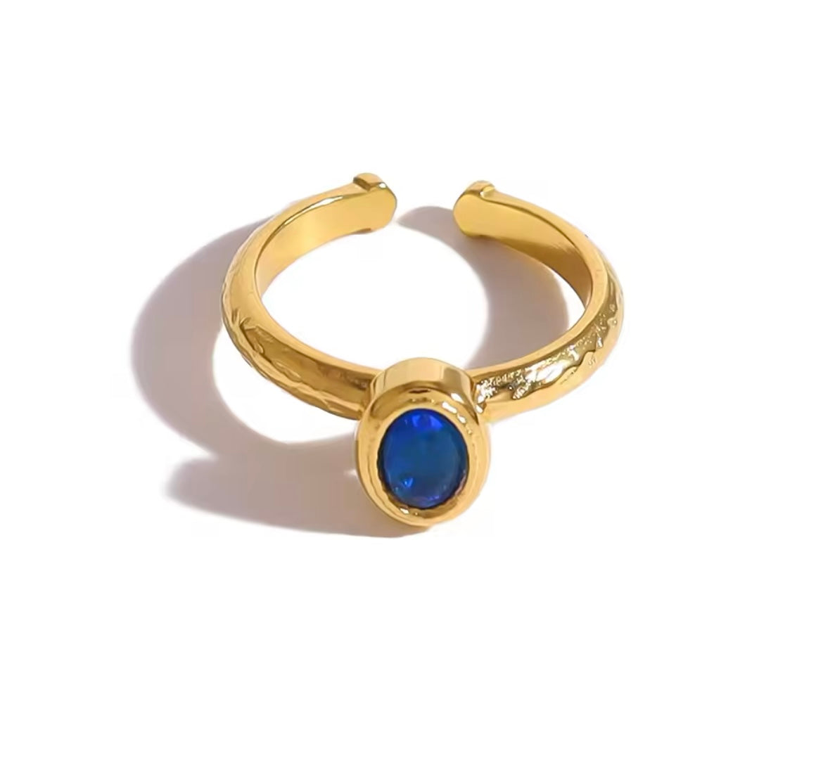 Oval Zircon Open Ring - Size 7
