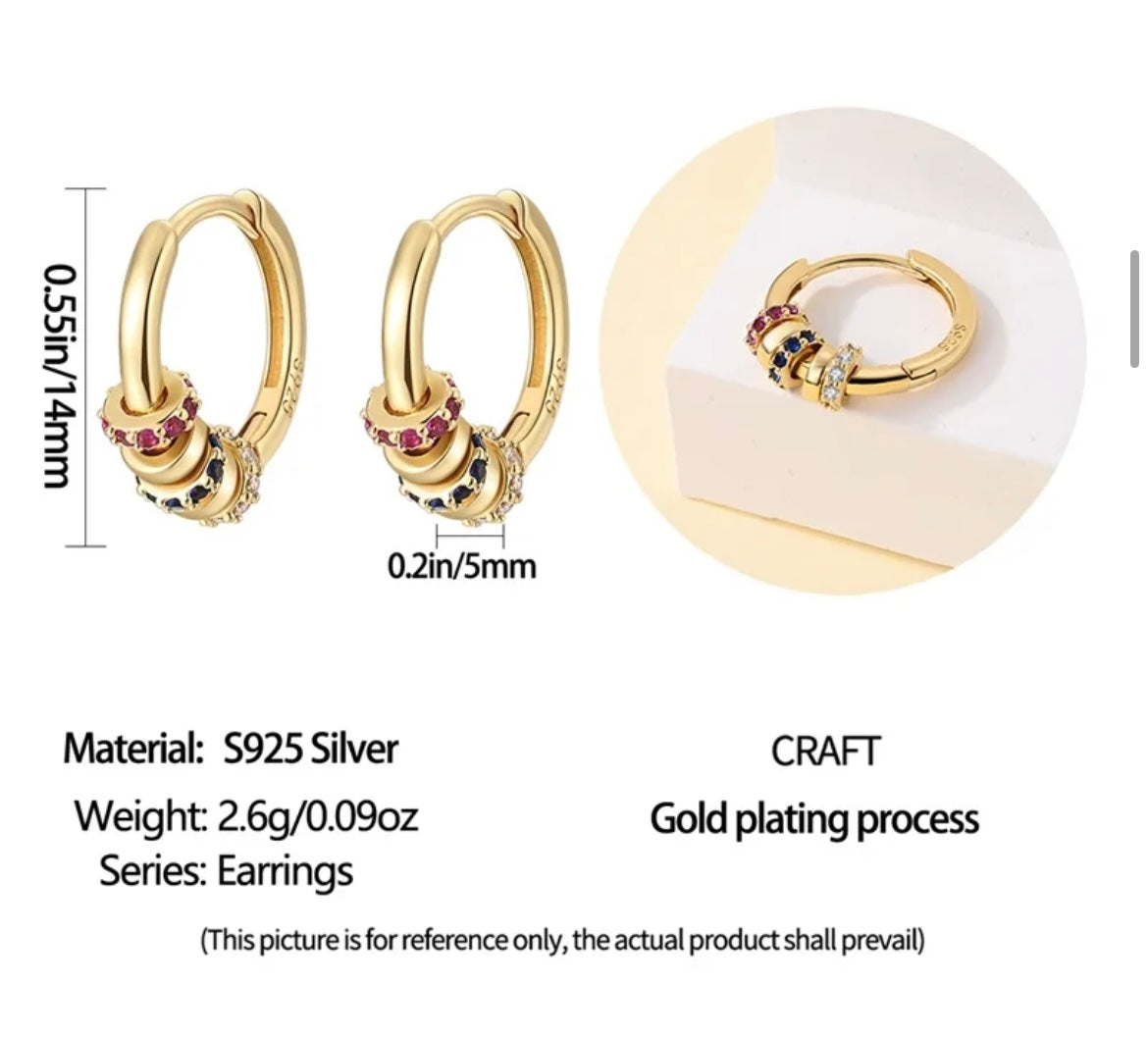 Yellow Light Gold-Plated Sterling Silver S925 Hoop Earrings