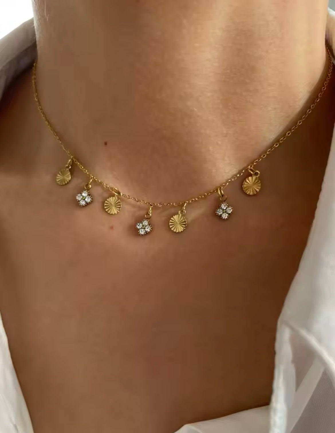 Minimal Luxe Charm Necklace with Diamond Accents