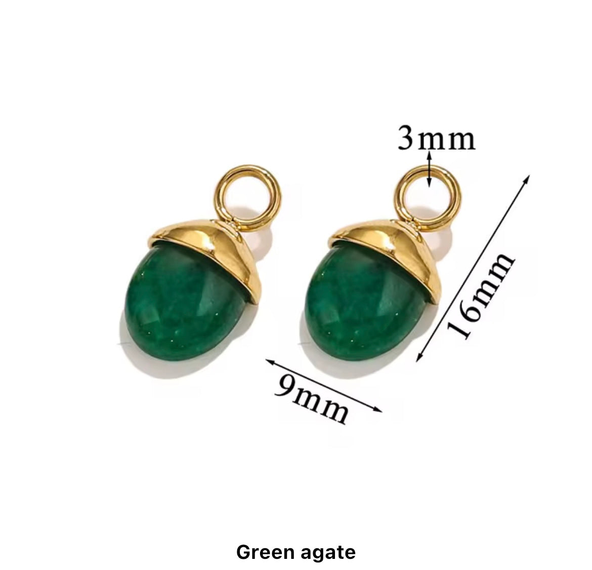 Elegant Oval Natural Stone Pendant with Gold-Plated Stainless Steel Chain