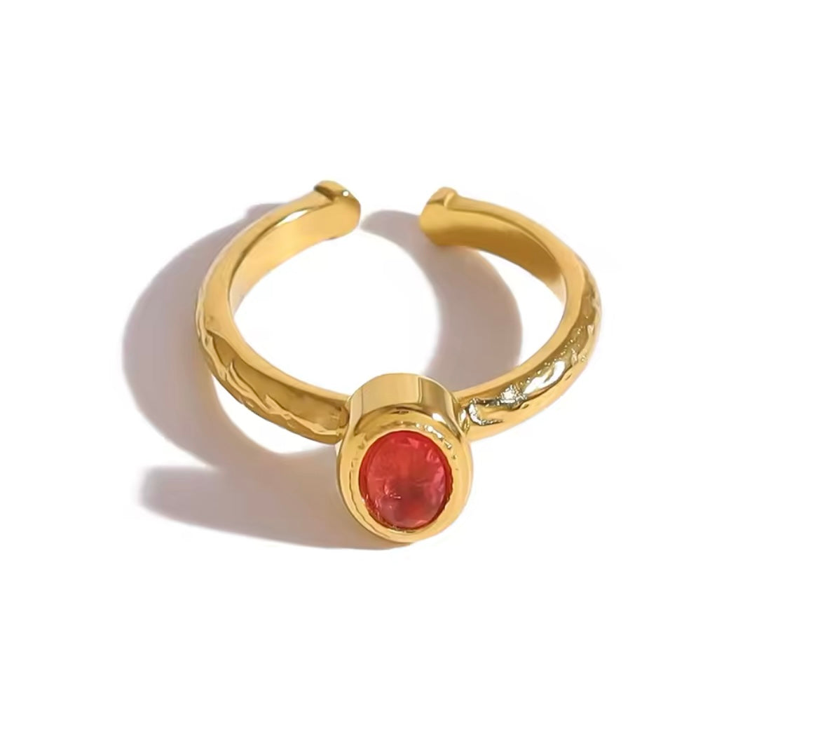 Oval Zircon Open Ring - Size 7
