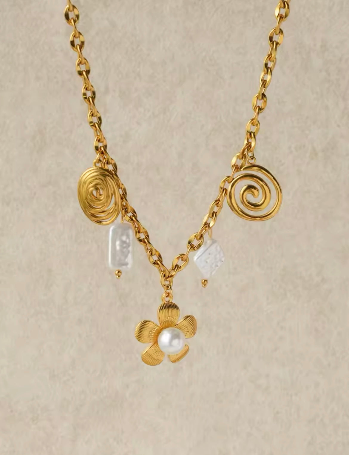 Stainless Steel Charm Necklace – Mixed Pendant Statement Piece