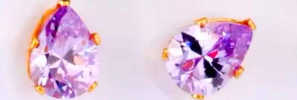 Colourful Crystal Tear Drop Obal-Shaped Cubic Zirconia Stud Earrings – Stainless Steel Jewellery