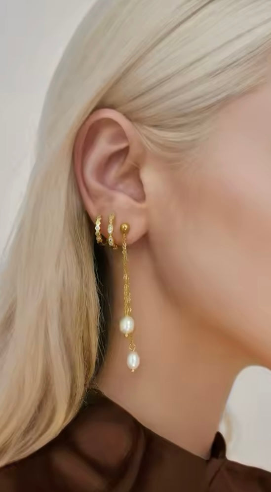 Pearl Elegance Dangle Earrings – Single & Double Pearl Variants