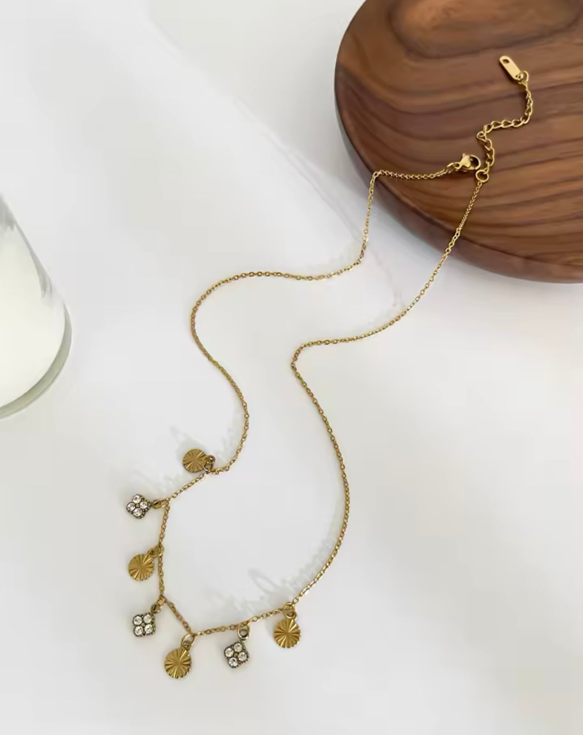 Minimal Luxe Charm Necklace with Diamond Accents
