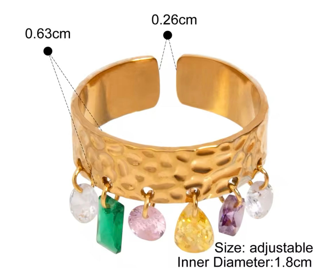 Zircon Charm Ring – Adjustable