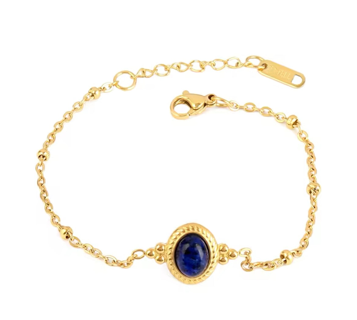 Royal Blue Lapis Chain Bracelet