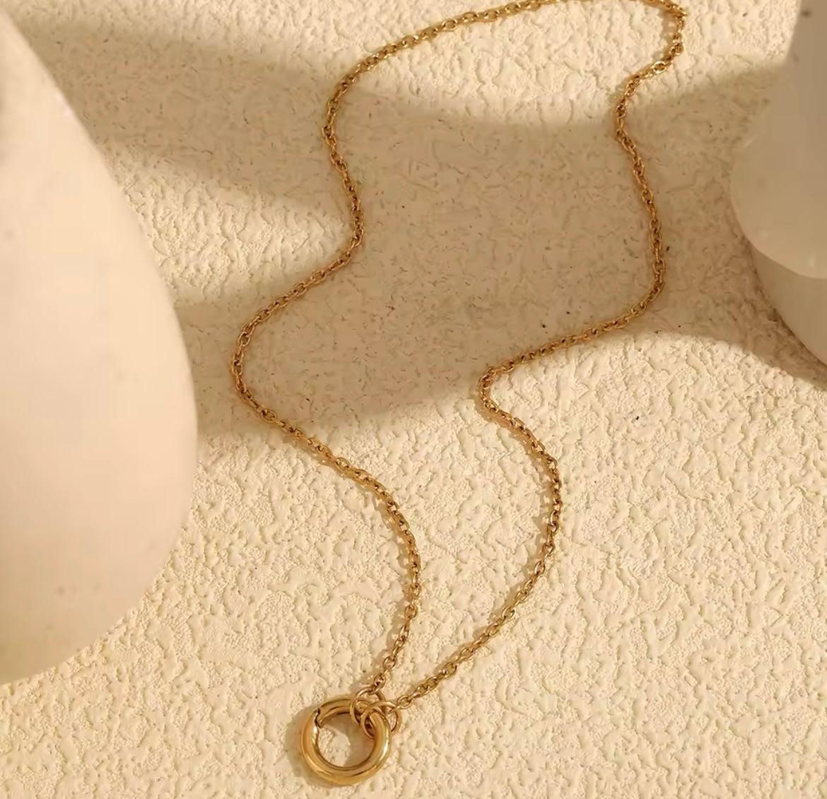 Charm Clasp Chain Necklace – 18K Gold Plated Stainless Steel (Thick & Slim Options)