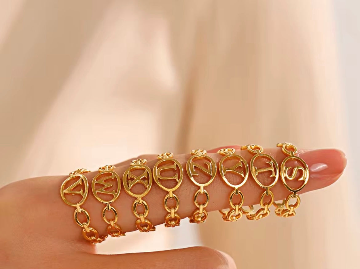 Golden Glow Adjustable Initial Ring