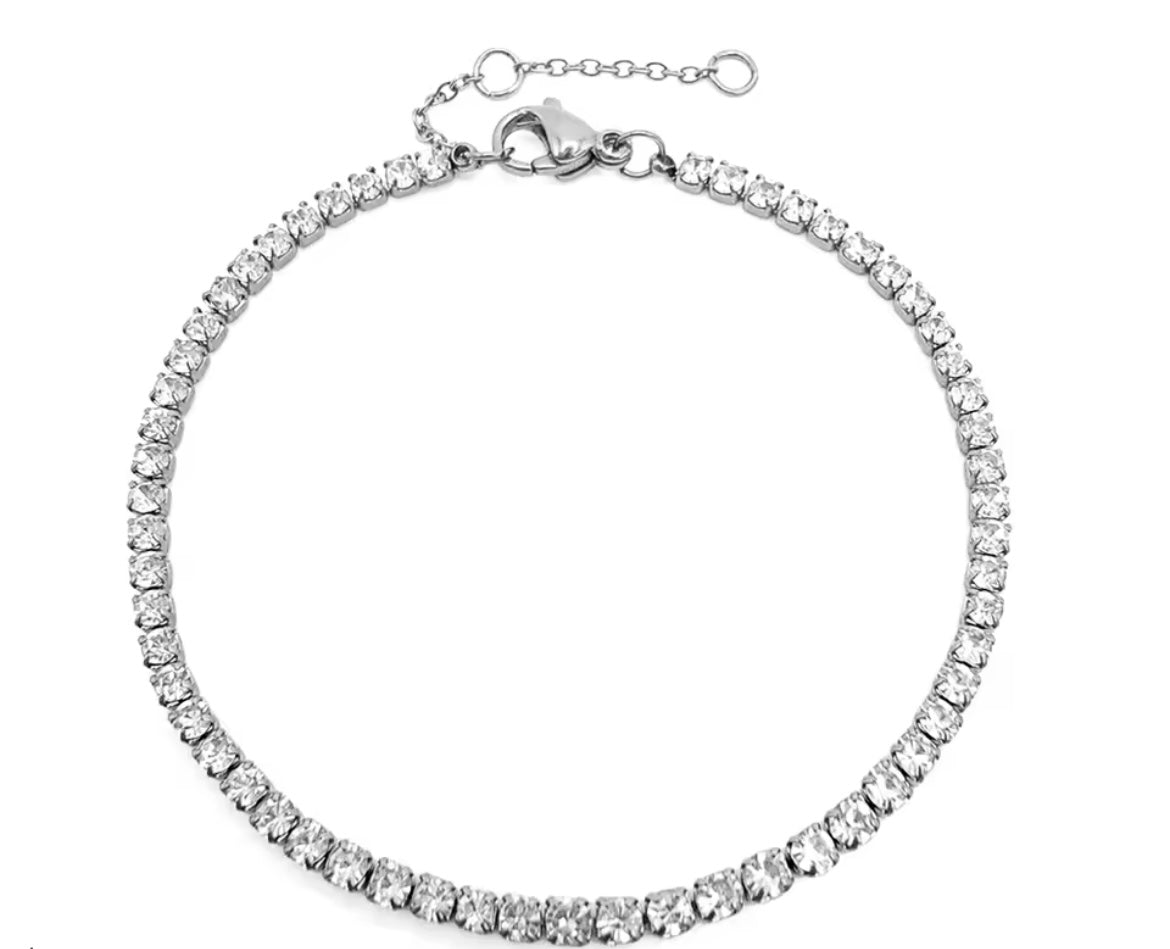 Gold-Plated Dainty Bracelet with White Zirconia