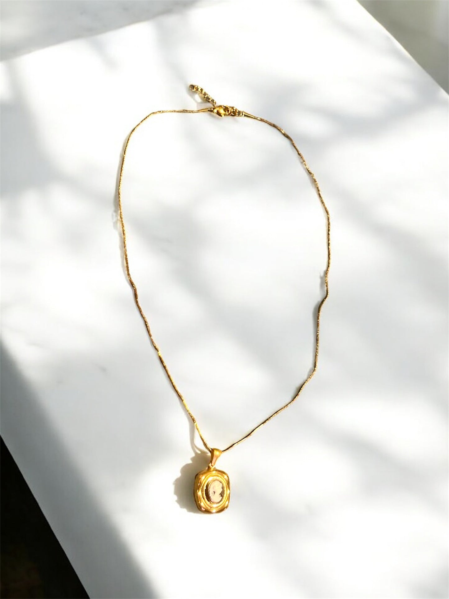 Vintage Cameo Goddess small Earring Stud and Necklace