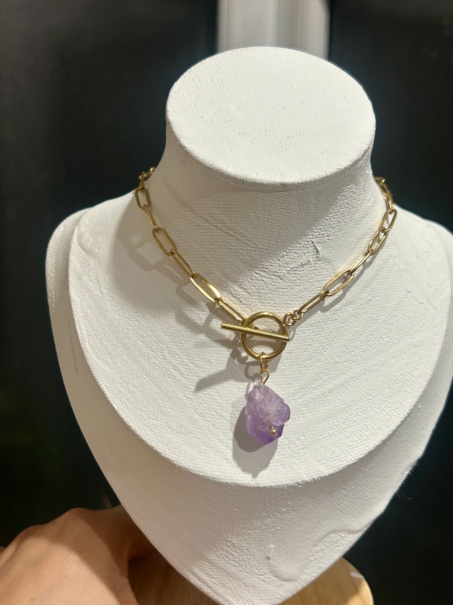 Raw Amethyst Toggle Chain Necklace