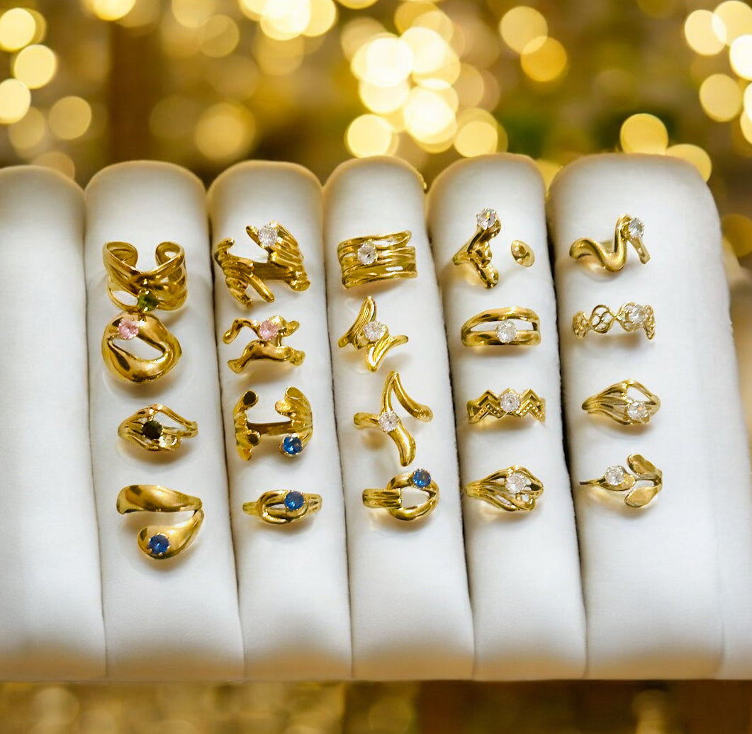 Gold Flow Adjustable Ring Collection