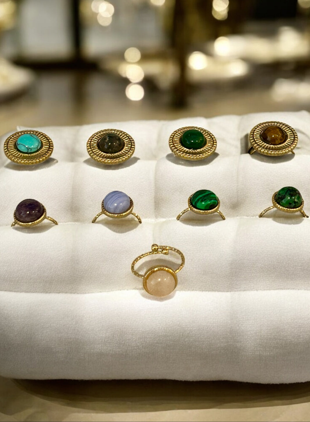 Mystic Earth Collection – Natural Stone Jewellery Set (Malachite, Amethyst, Tiger Eye, Turquoise, Green Jade, Rose Quartz, Blue Lace Agate,Plant Agate, Unakite)