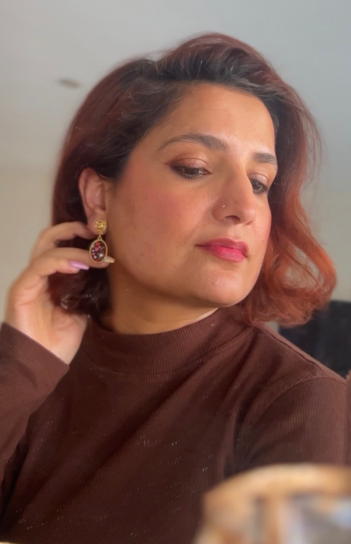 Vintage Heart Cameo Drop Earrings