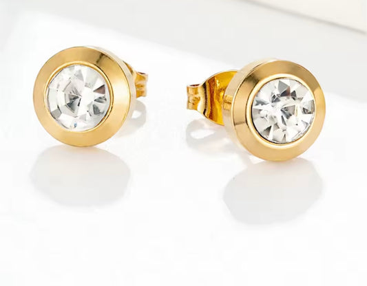 GlowDot Crystal Studs – Classic Gold Stainless Steel