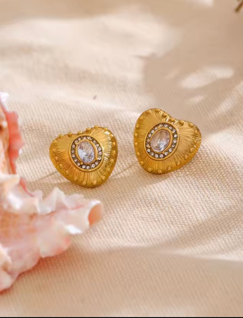 Solara Heartburst Stud Earrings – 18K PVD Gold Plated