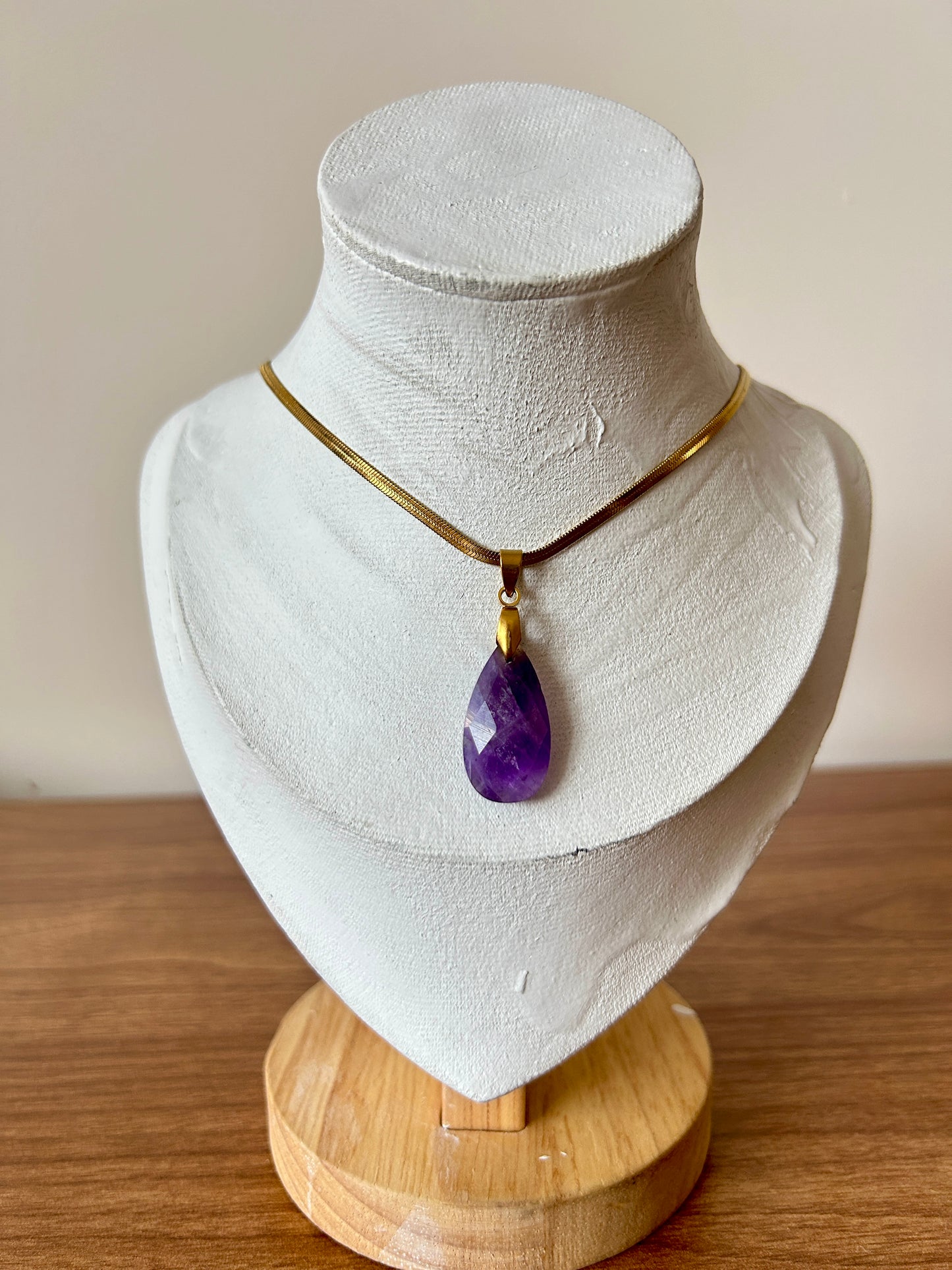 Natural Gemstone Teardrop Pendant Necklace