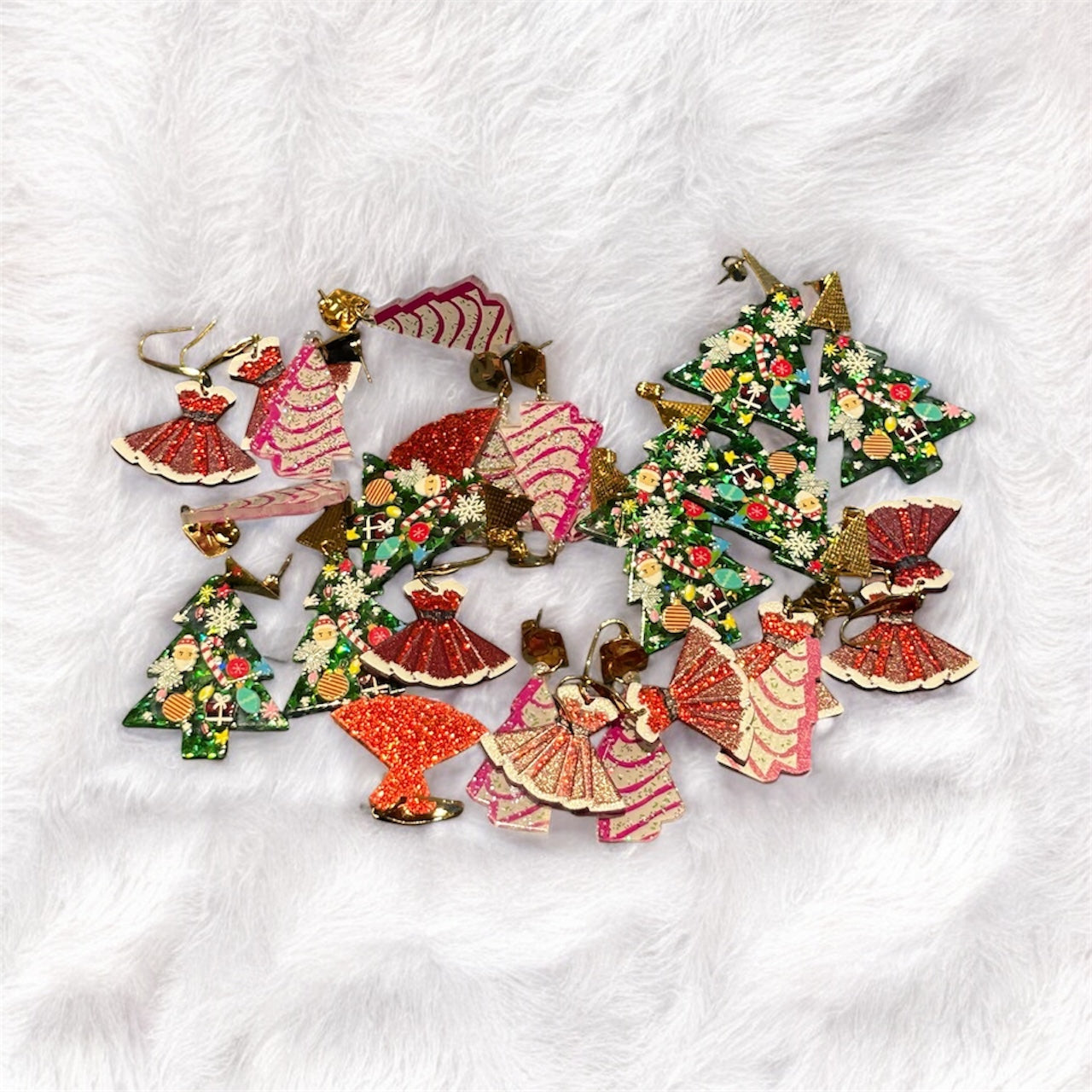 Christmas Earrings Collection – Lightweight Acrylic Festive Studs & Dangles