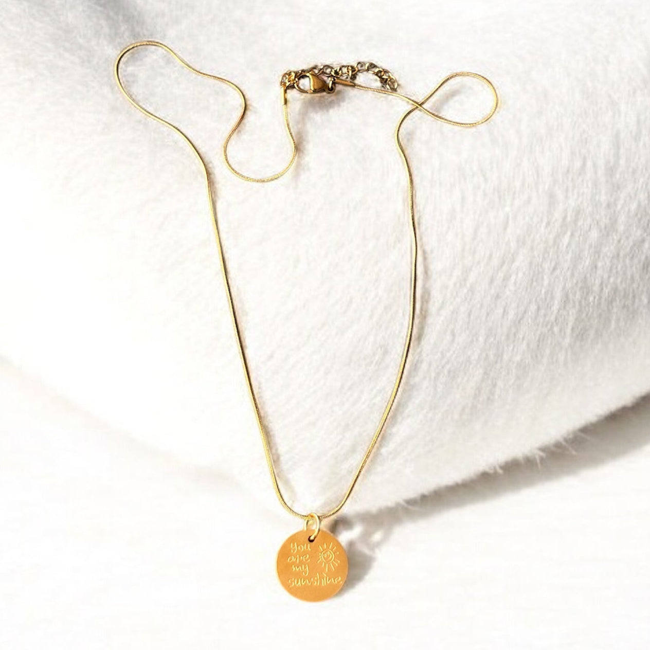 Affirmation Disc Pendant Necklace – Stainless Steel Snake Chain (3 Designs)