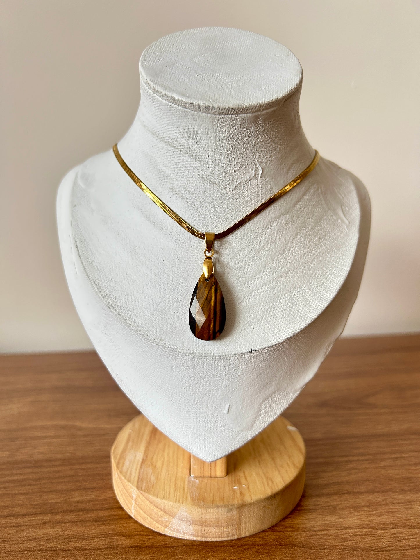 Natural Gemstone Teardrop Pendant Necklace
