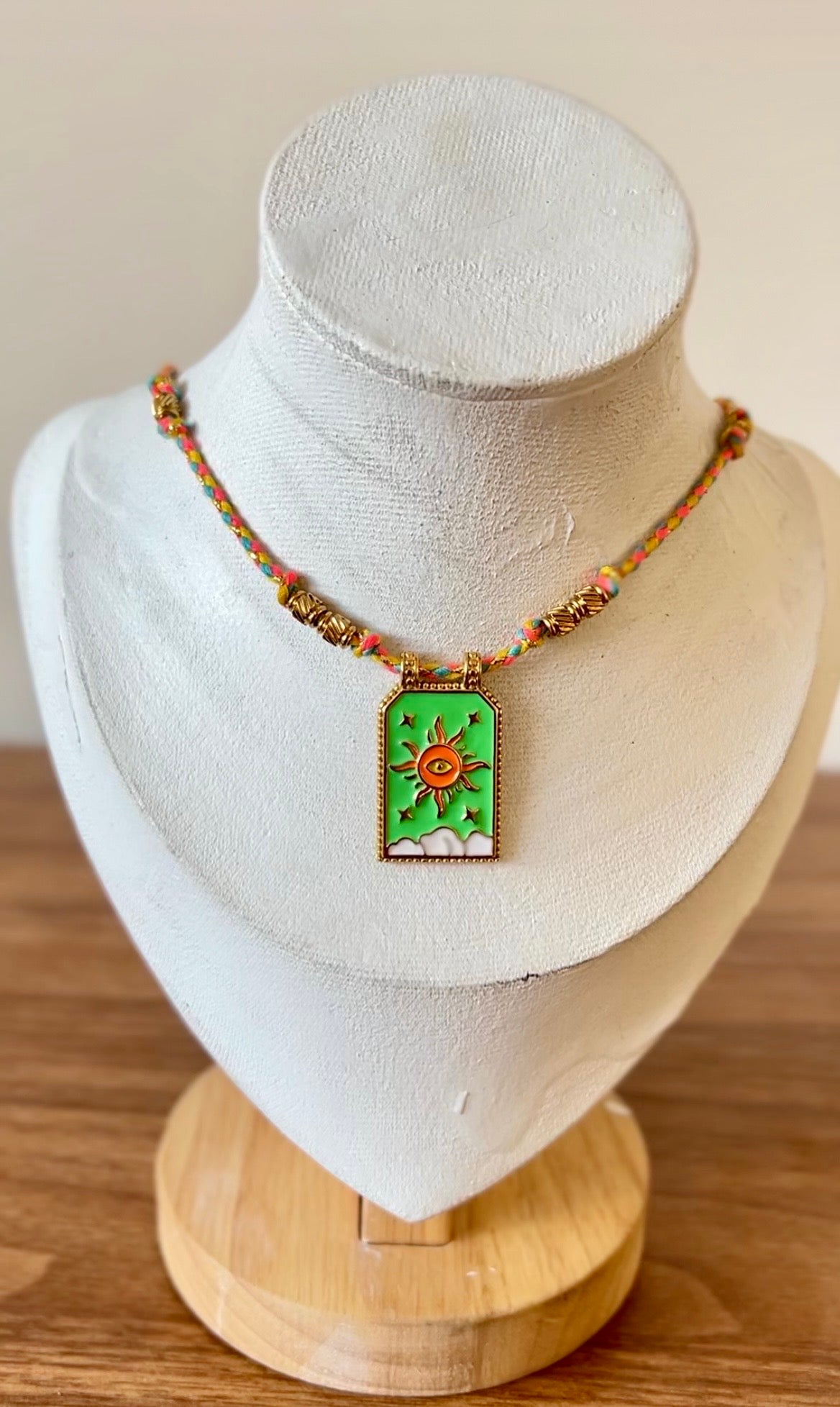 Celestial Sun Eye Cotton Rope Necklace