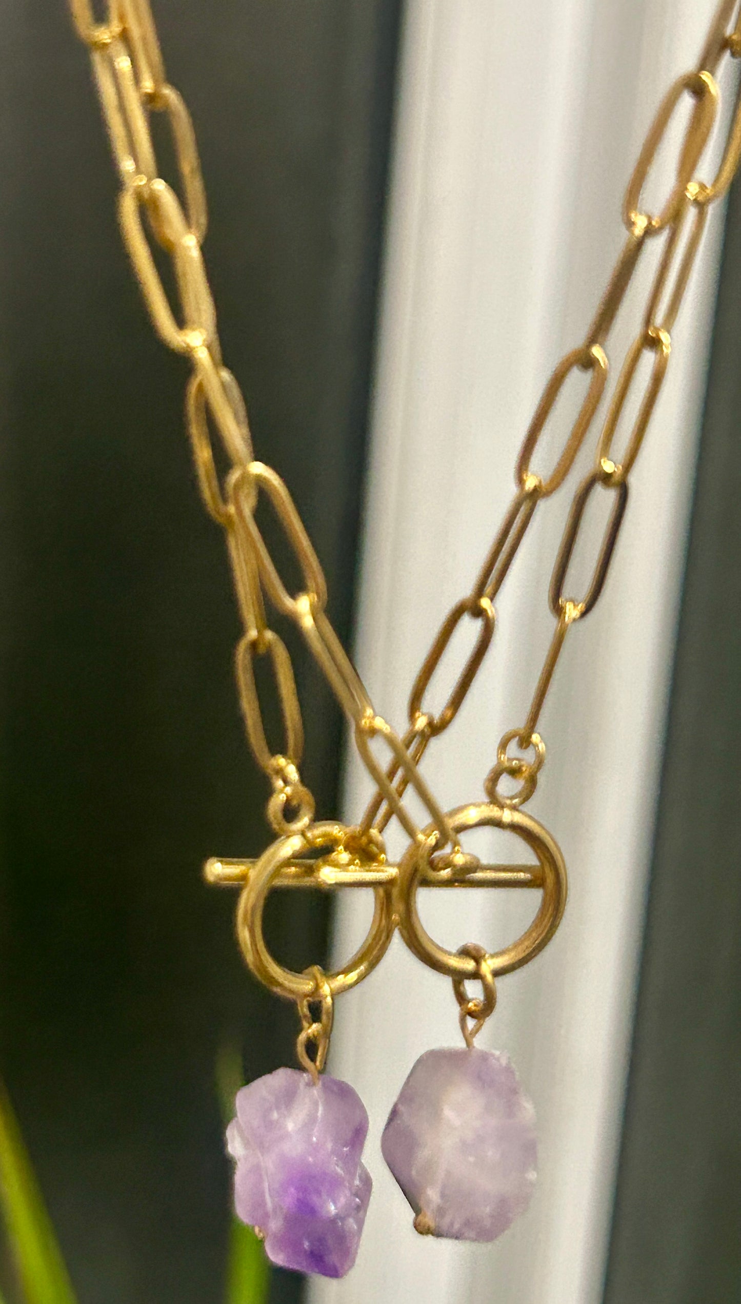 Raw Amethyst Toggle Chain Necklace
