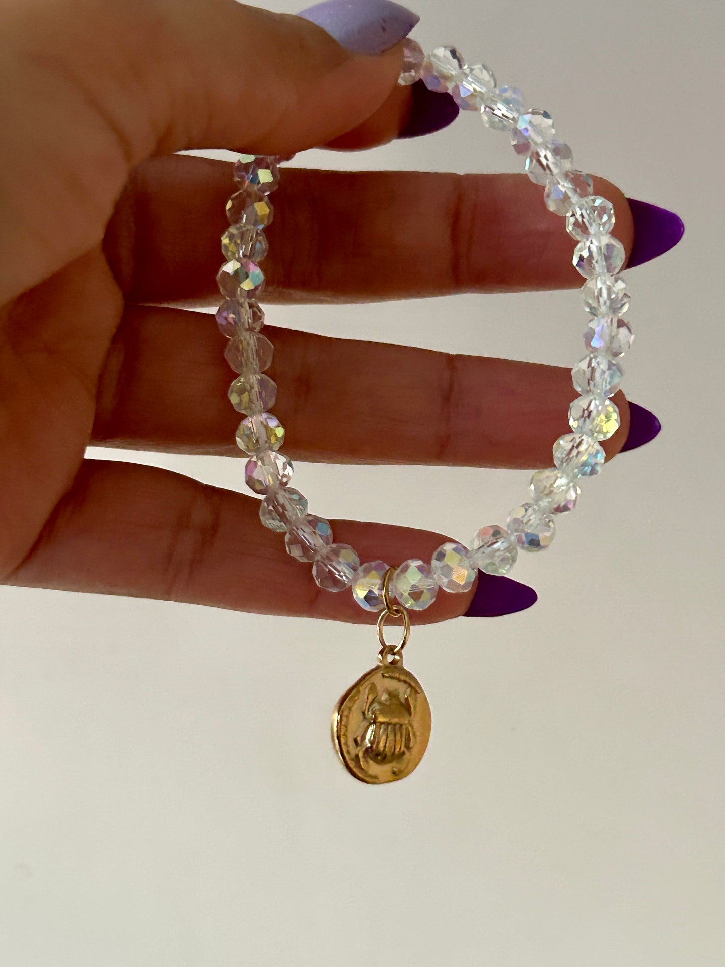 AB Glass Charm Bead Bracelet