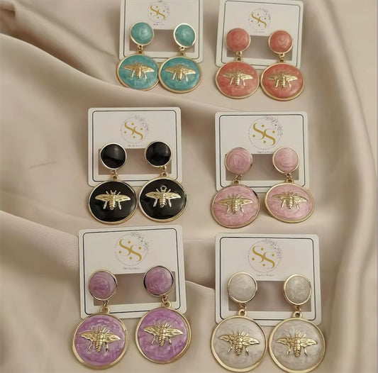 Queen Bee Enamel Drop Earrings
